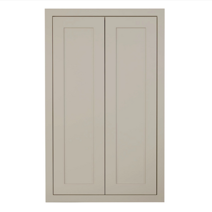 24"W x 39"H wall cabinet with double doors and two shelves finished in Tuscan Grey