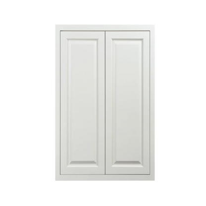 24"W x 39"H wall cabinet with double doors and two shelves, Vintage White with inset raised panel fronts