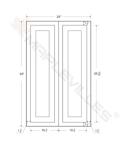 RTA 24"W x 39"H Kitchen Wall Cabinet with Double Doors and Two Shelves in Vintage White Inset Raised Panel