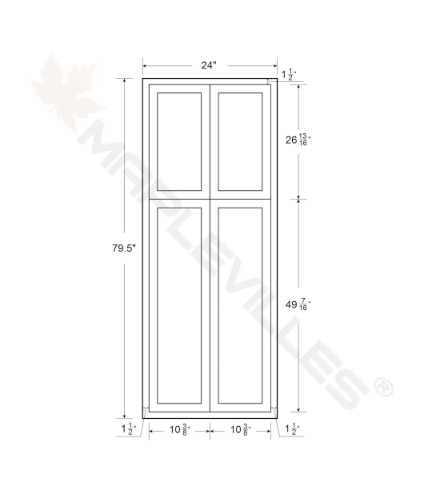 RTA 24"W x 84"H Kitchen Pantry Cabinet with Four Doors and Four Shelves in Snow White Inset Shaker