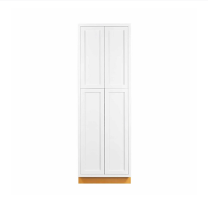 Snow White pantry cabinet with four doors and four shelves, 24"W x 93"H