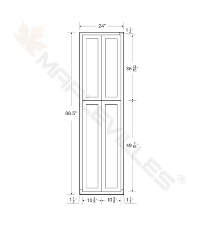 RTA 24"W x 93"H Kitchen Pantry Cabinet with Four Doors and Four Shelves in Snow White Inset Shaker