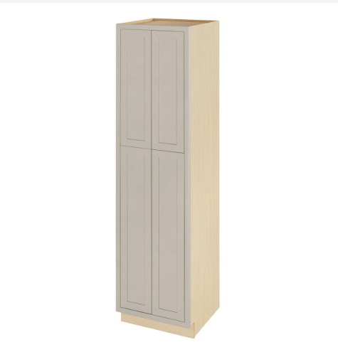 RTA 24"W x 93"H Kitchen Pantry Cabinet with Four Doors and Four Shelves in Tuscan Grey Inset Shaker