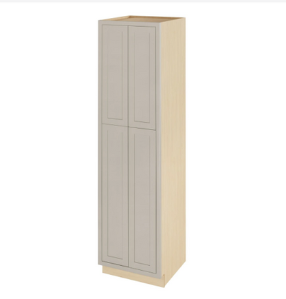 RTA 24"W x 93"H Kitchen Pantry Cabinet with Four Doors and Four Shelves in Tuscan Grey Inset Shaker
