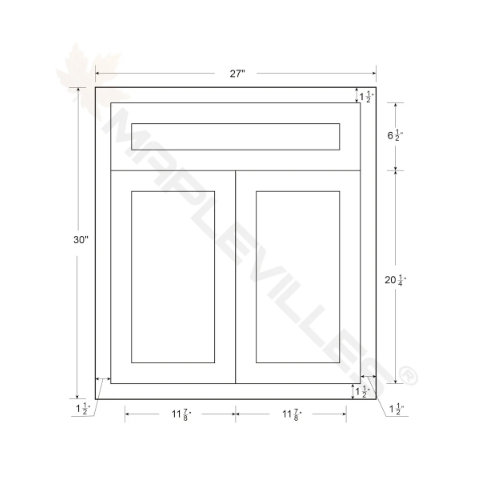 RTA 27"W Kitchen Base Cabinet with Double Doors and One Drawer in Snow White Inset Shaker