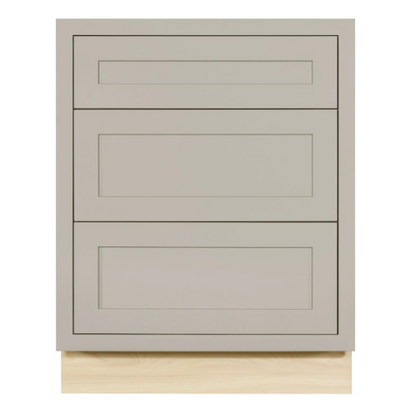 RTA 27"W Kitchen Three Drawer Base Cabinet in Tuscan Grey Inset Shaker