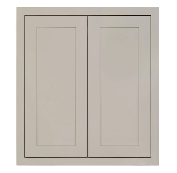 Kitchen wall cabinet with double doors and two shelves in Tuscan Grey, 27"W x 30"H
