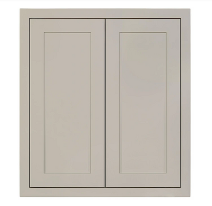 Kitchen wall cabinet with double doors and two shelves in Tuscan Grey, 27"W x 30"H