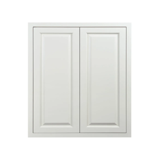 Wall cabinet with double doors and two shelves at 27"W x 30"H in Vintage White