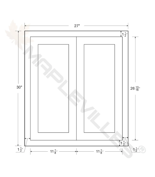 RTA 27"W x 30"H Kitchen Wall Cabinet with Double Doors and Two Shelves in Vintage White Inset Raised Panel