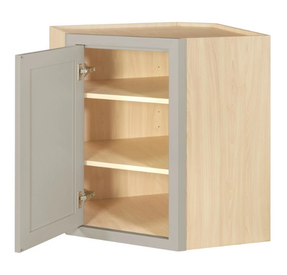 RTA 27"W x 30"H Kitchen Wall Diagonal Corner Cabinet with Single Door in Tuscan Grey Inset Shaker