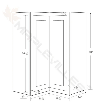 RTA 27"W x 30"H Kitchen Wall Easyreach Corner Cabinet with Bi-Folding Doors in Snow White Inset Shaker