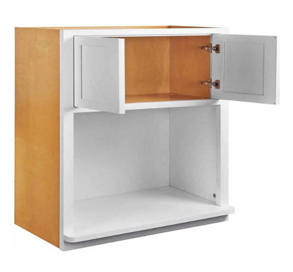 RTA 27"W x 30"H Kitchen Wall Microwave Cabinet with Double Doors in Snow White Inset Shaker