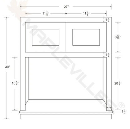 RTA 27"W x 30"H Kitchen Wall Microwave Cabinet with Double Doors in Snow White Inset Shaker