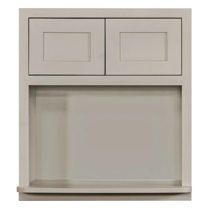 Inset Shaker wall microwave cabinet with double doors in Tuscan Grey, 27"W x 30"H