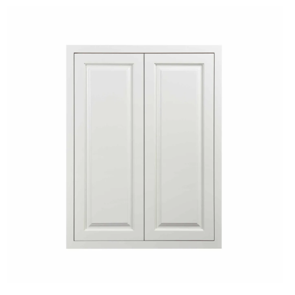 27"W x 39"H wall cabinet with double doors and two shelves in a Vintage White finish