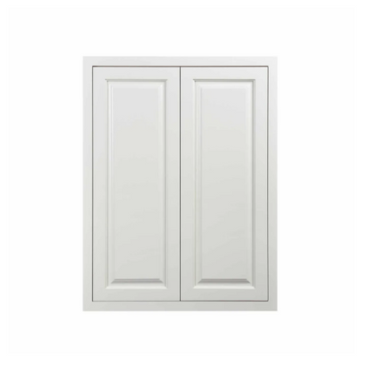 27"W x 39"H wall cabinet with double doors and two shelves in a Vintage White finish