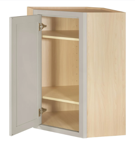 RTA 27"W x 39"H Kitchen Wall Diagonal Corner Cabinet with Single Door in Tuscan Grey Inset Shaker
