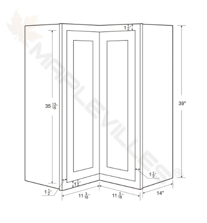 RTA 27"W x 39"H Kitchen Wall Easyreach Corner Cabinet with Bi-Folding Doors in Snow White Inset Shaker