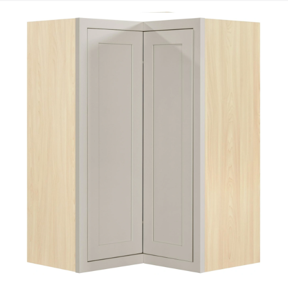 Inset Shaker wall EasyReach corner cabinet with bi-folding doors in Tuscan Grey, 27"W x 39"H