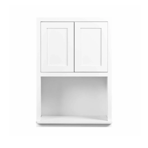 27"W x 39"H wall microwave cabinet with double doors in Snow White