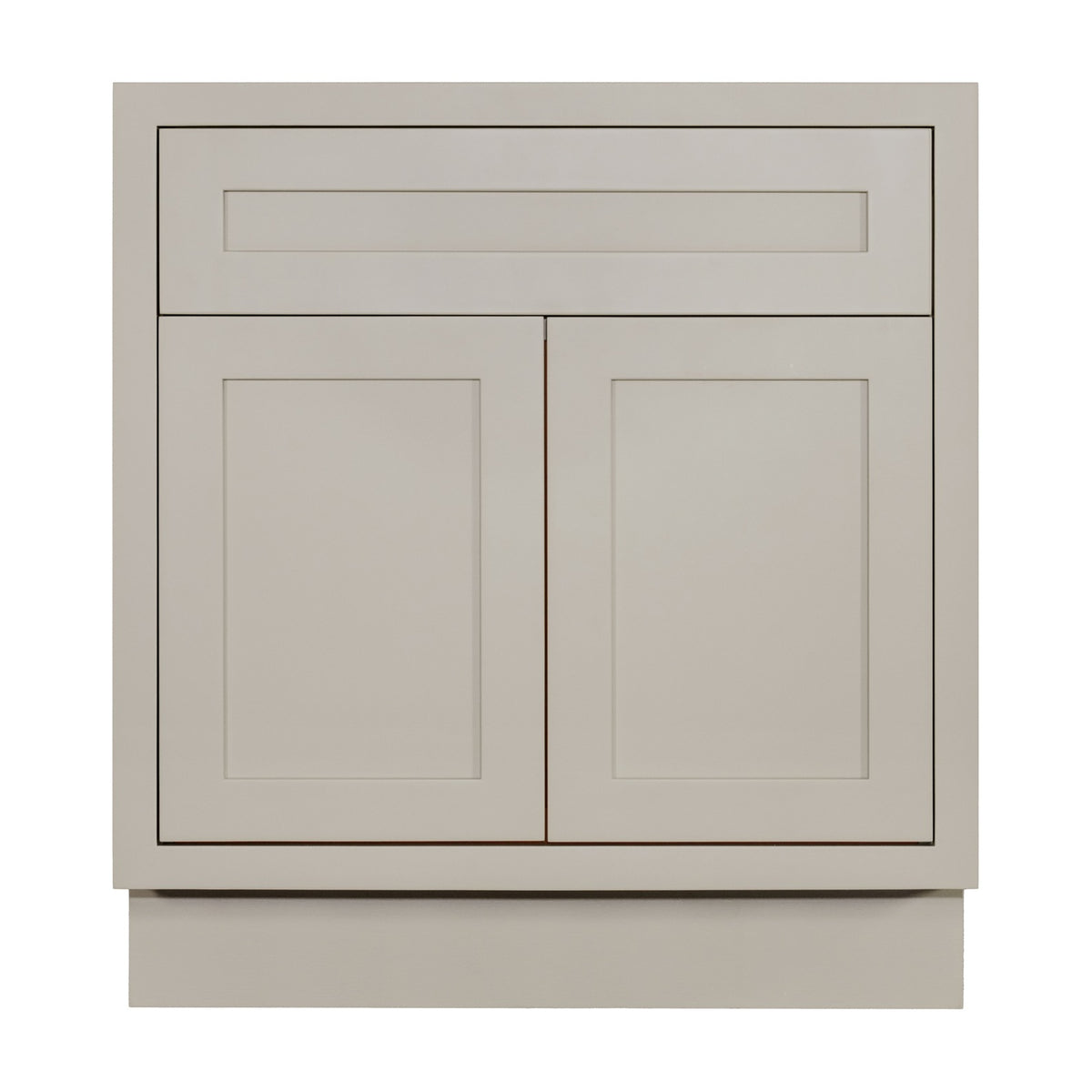 30 inch freestanding bathroom vanity sink base in Tuscan Grey with inset Shaker fronts