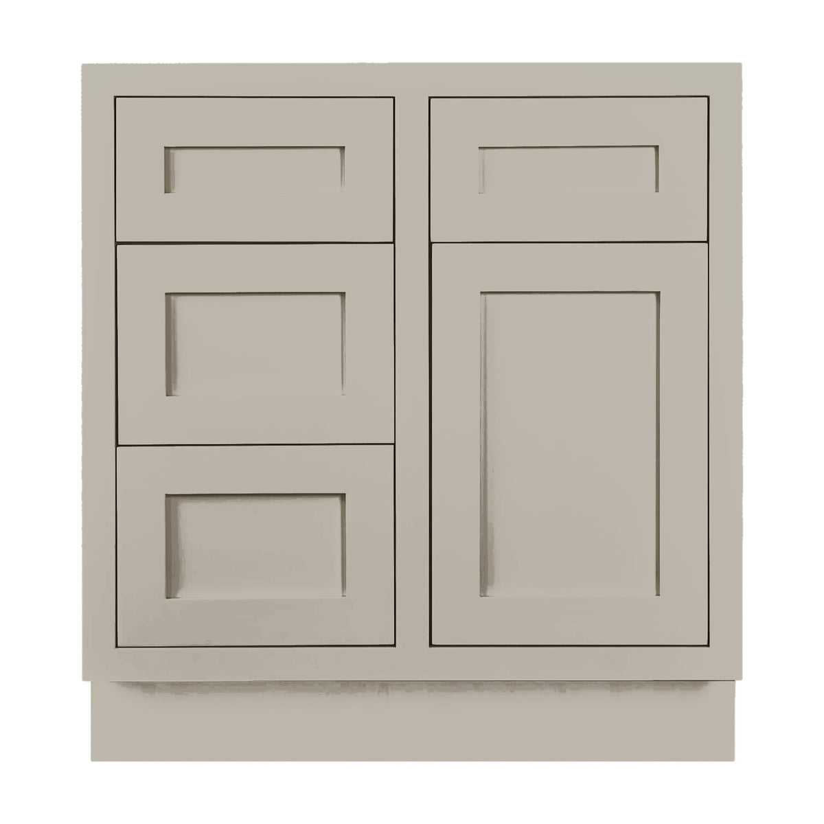 30 inch freestanding bathroom vanity sink base in Tuscan Grey with inset Shaker fronts