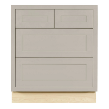 RTA 30"W Kitchen Four Drawer Base Cabinet in Tuscan Grey Inset Shaker