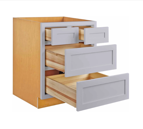 RTA 30"W Kitchen Four Drawer Base Cabinet in Tuscan Grey Inset Shaker