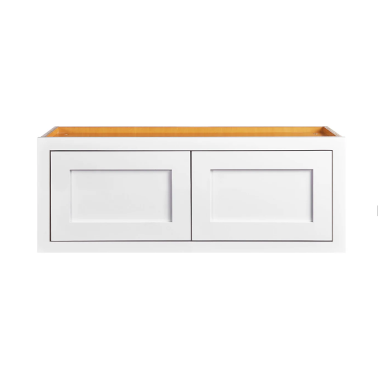Kitchen wall appliance cabinet with double doors in Snow White, 30"W x 12"H