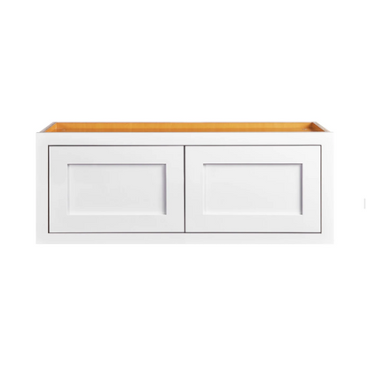Kitchen wall appliance cabinet with double doors in Snow White, 30"W x 12"H