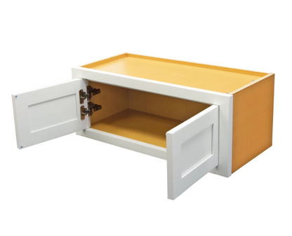 RTA 30"W x 12"H Kitchen Wall Appliance Cabinet with Double Doors in Snow White Inset Shaker