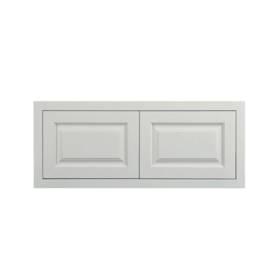 30"W x 12"H wall appliance cabinet with double doors, Vintage White with inset raised panel fronts