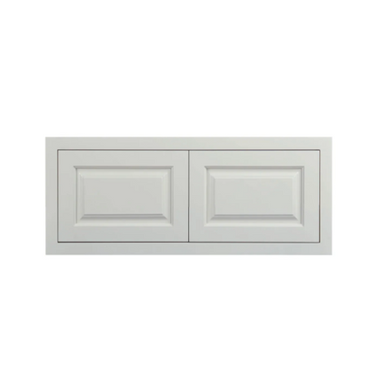 30"W x 12"H wall appliance cabinet with double doors, Vintage White with inset raised panel fronts