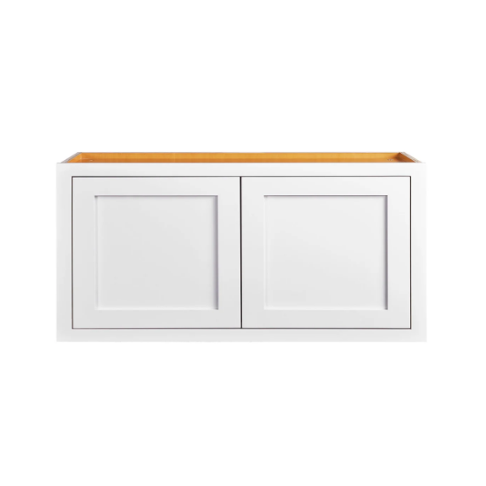 RTA 30"W x 15"H Kitchen Wall Appliance Cabinet with Double Doors in Snow White Inset Shaker