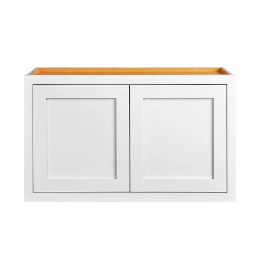 RTA 30"W x 18"H Kitchen Wall Appliance Cabinet with Double Doors in Snow White Inset Shaker