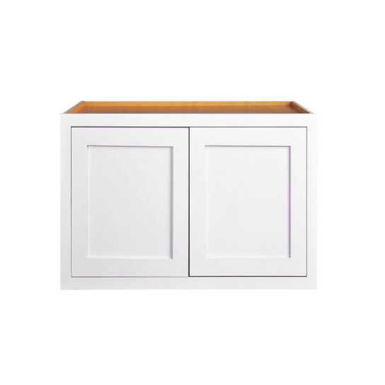 RTA 30"W x 21"H Kitchen Wall Appliance Cabinet with Double Doors in Snow White Inset Shaker