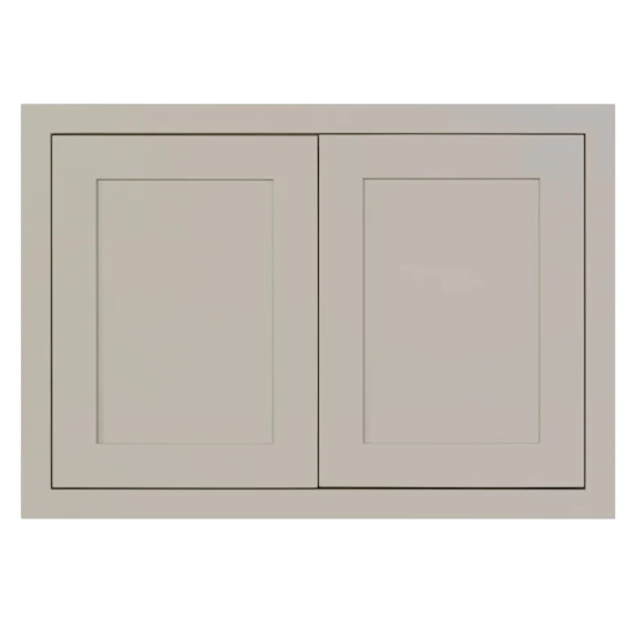 30"W x 21"H wall appliance cabinet with double doors finished in Tuscan Grey