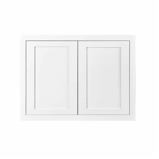 RTA 30"W x 24"H Kitchen Wall Appliance Cabinet with Double Doors in Snow White Inset Shaker