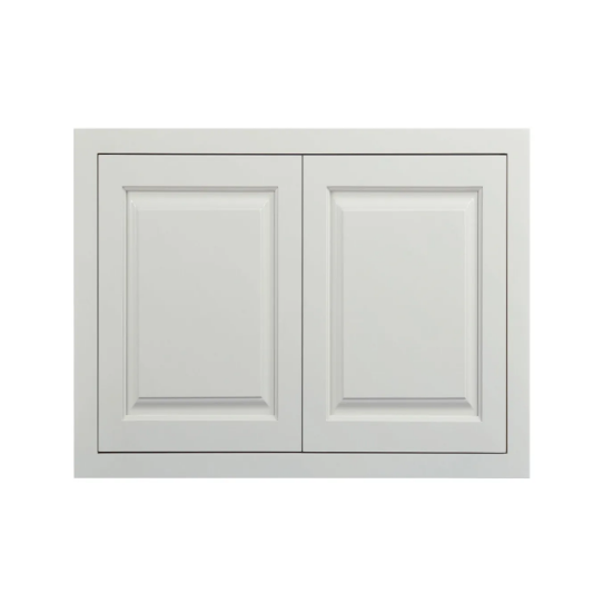 30"W x 24"H wall appliance cabinet with double doors, Vintage White with inset raised panel fronts
