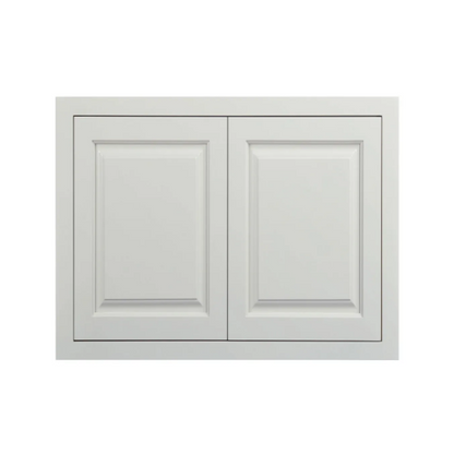 30"W x 24"H wall appliance cabinet with double doors, Vintage White with inset raised panel fronts