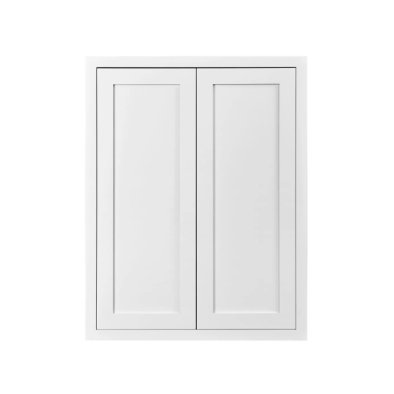RTA 30"W x 39"H Kitchen Wall Cabinet with Double Doors and Two Shelves in Snow White Inset Shaker