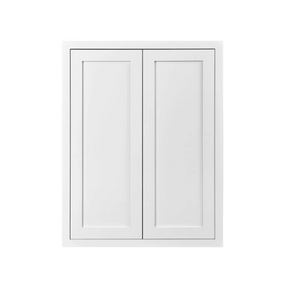 RTA 30"W x 39"H Kitchen Wall Cabinet with Double Doors and Two Shelves in Snow White Inset Shaker