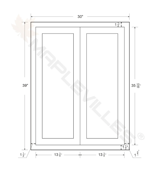 RTA 30"W x 39"H Kitchen Wall Cabinet with Double Doors and Two Shelves in Tuscan Grey Inset Shaker