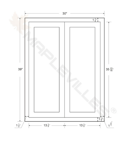 RTA 30"W x 39"H Kitchen Wall Cabinet with Double Doors and Two Shelves in Tuscan Grey Inset Shaker