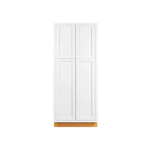 Pantry cabinet with four doors and four shelves at 30"W x 84"H in Snow White