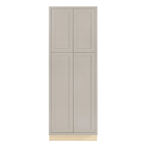 Pantry cabinet with four doors and four shelves at 30"W x 84"H in Tuscan Grey