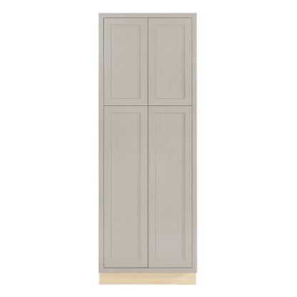 Pantry cabinet with four doors and four shelves at 30"W x 84"H in Tuscan Grey