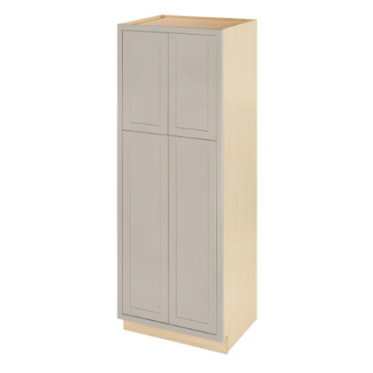 RTA 30"W x 84"H Kitchen Pantry Cabinet with Four Doors and Four Shelves in Tuscan Grey Inset Shaker