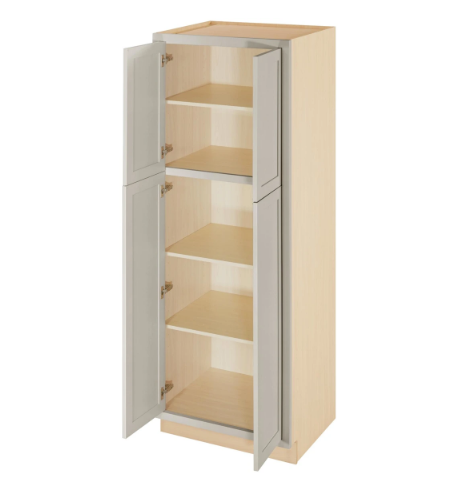 RTA 30"W x 84"H Kitchen Pantry Cabinet with Four Doors and Four Shelves in Tuscan Grey Inset Shaker
